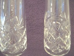 Champagne Flutes Contemporary/Traditional “Molded Cut Glass” SPARKLING! #BR214