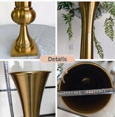 2pc Tall Gold trumpet vase for Wedding centerpiece table Wedding decor stand