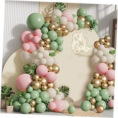 Sage Green Pink Balloons Garland Kit,133pcs Olive Green Blush Pink Sage Pink