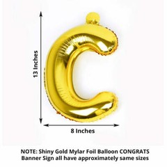 Gold 13″ Congrats Mylar Foil Balloon BANNER Party Events Decorations Supplies