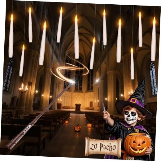 Halloween Decorations Floating Candles with Wand: 20Pcs 20Pcs Floating Candles