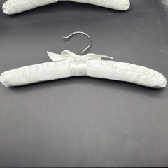 White Satin Padded Kids Hangers Set of 2 Bridal Flower Girl w Bows