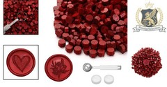 Versatile Blood Red Sealing Wax Beads Kit – 360pcs with 2 Spoons & Candles