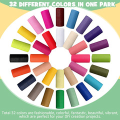 32 Colors Tulle Rolls Tulle Fabric 6 Inches by 25 Yards Rainbow Ribbon Netting N