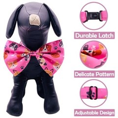 4PCS Big Dog Bow Ties 7x5Inch Black Red Blue Pink Adjustable Collar Paw Bone