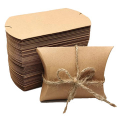 50Pcs Kraft Black White Paper Pillow Box for Jewelry Candy Gift Wedding Favor Sm