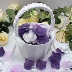 900PCS Purple Lavender Silver Silk Rose Petal Violet Lilac Silver Artificial