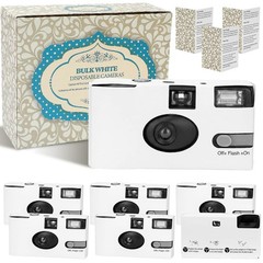 Entallor 6 Pack Disposable Cameras Bulk for Wedding with 6 Pack, White