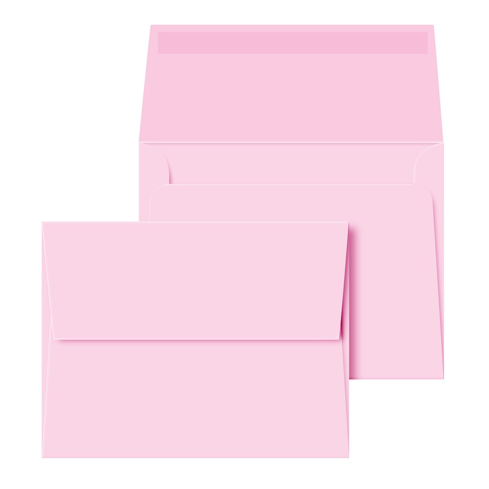 A2 Envelopes, 4 3/8″ x 5 3/4″, Ultra Pink, Square Flap, 24w (90gsm), 25 per Pack