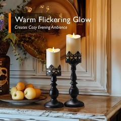 2PC Outdoor Waterproof LED Flameless Candles 6in Ivory White Remote Timer stable