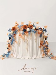Ling’s moment 9FT Eucalyptus & Willow Leaf Garland Orange And Denim