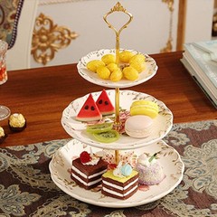 4 Set of 3 Tier Cake Plate Stand Handle Hardware, 2 Styles Tiered Fruit5726