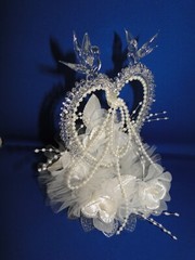 New Elegant Wedding Blown Glass Heart with Love Birds Cake top #20