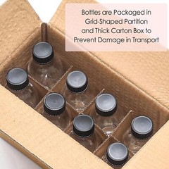 8 Pack, 2 oz Small Clear Glass Bottles w/ Lid & 2 Stainless Steel 2oz,