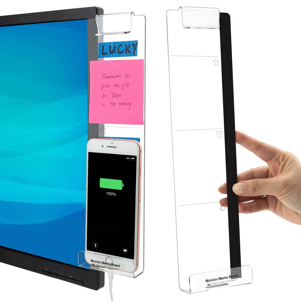 Office Desk Accessories 2pcs 0.98 inches x 3.15 inches, Monitor Memo Board 2