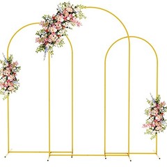 Metal Arch Backdrop Stand Set of 3 Wedding Arch Stand 7.2FT, 6.6FT, 6FT Gold