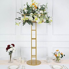 Gold 46 in Round Top Metal Floral Riser DISPLAY STAND Centerpiece Party Events