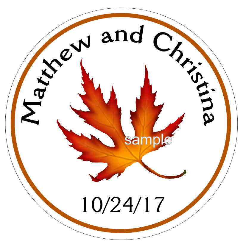FALL AUTUMN LEAVES WEDDING FAVORS ROUND STICKERS LABELS FOR YOUR FAVORS