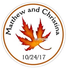 FALL AUTUMN LEAVES WEDDING FAVORS ROUND STICKERS LABELS FOR YOUR FAVORS