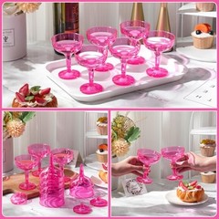 Pcs Champagne Glasses 5 oz Disposable Plastic Martini Glasses 50 Hot Pink