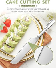 2-Piece Premium Cake Cutting Set, Exquisite Knife and Server with Serrated