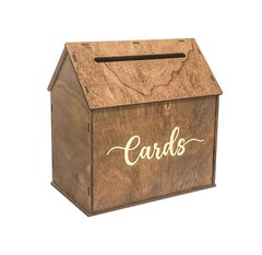 Rustic Wooden Card box 12x12x7 Inch House Shaped Gift Card Box for Wedding Bi…