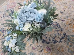 Dusty Blue Wedding Bouquet for Bride Blue and White 2 Pc Arch NEW