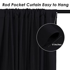 Backdrop Curtains 2 Panels 5ft x 10ft Polyester Photo 2 Panels 5ft X 10ft Black