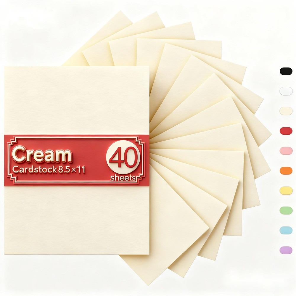 Cream Cardstock 8.5 x 11, 40 Sheets, Ivory Cardstock, x 11 inches,