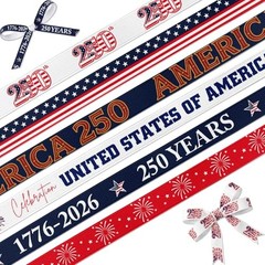 YKW 6 Pack Patriotic Ribbon for America 250th Anniversary, 5/8 Inch x 18 Yards