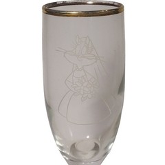 Vintage 1996 Pepe Le Pew & Penelope Wedding Toasting Glasses w/Gold Rim-SEE DESC