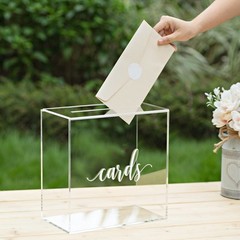 Clear Acrylic Card Box W/slot Thick Diy Wedding Box Blank White Print Large 10×1