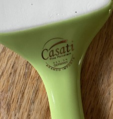 Vintage Casati Cake Pie Knife Wedding Cake Server Green w/Gold Porcelain GERMANY