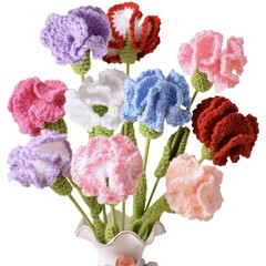 10Pcs Handwoven Carnation Flower,Knitted Carnation Flower Carnation(10colors)