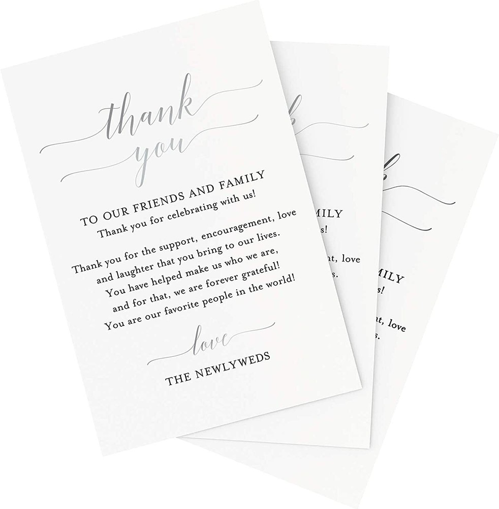 100 Bliss Collections Wedding Place Setting Thank You Cards 4×6 Silver foil
