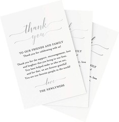 100 Bliss Collections Wedding Place Setting Thank You Cards 4×6 Silver foil