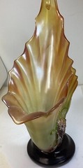 Double Amber/ Green Resin Centerpiece Table Vase Large 18”
