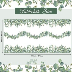 Remagr 12 Pack Sage Green Plastic Tablecloth, Spring Eucalyptus Leaf Greenery…