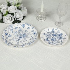50 Dessert and Dinner Plates WHITE with Blue French Toile Pattern Wedding Party