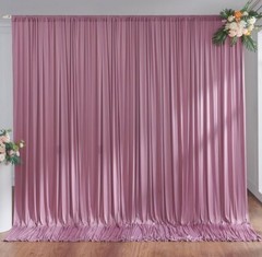 2 Curtain Panels Dusty Rose Plush Backdrop Drape Party Decor Cherry Blossoms