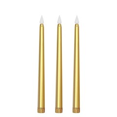 3 GOLD 11″ tall LED Flameless Taper Candles Lights Home Wedding Centerpieces