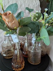 Set of 12 -Centerpieces table decor with Lights /Amber Vases- New