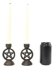 Ebros Set of 2 Wicca Celestial Pentagram Pentacle Stars 4.75″H, Bronze Patina