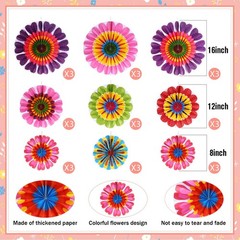 Hanging Paper Flowers, 9 Pcs, Wedding Party Decor, Multicolor