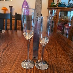 Lenox Silver Plated Rose Gold Wedding Flutes Bride & Groom Toast Engagement