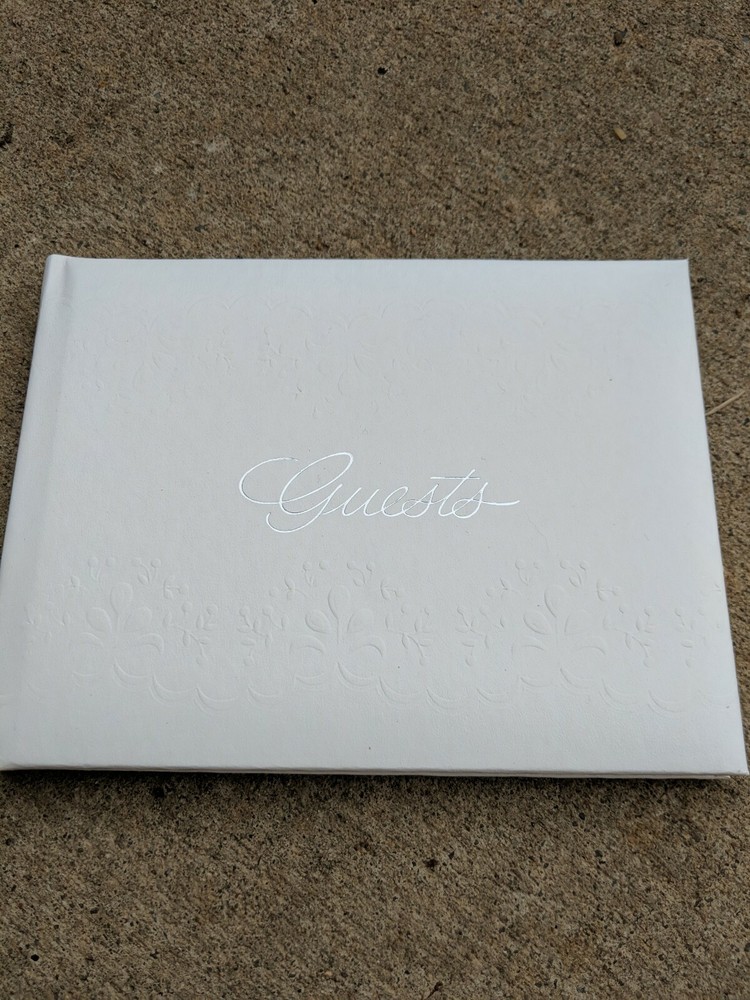 Wedding Guest Book, Birthday, Christening, Party – Guestbook White & Silver