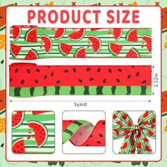 2 Rolls Summer Ribbons Wired for Wreath Bows Wrapping Gifts, Red Fruit style5