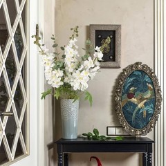 White Flowers Artificial Delphinium Combo Green Eucalyptus Stems White&green