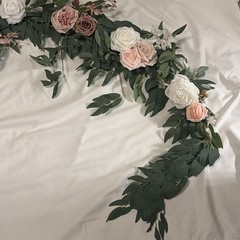 LING’S MOMENT WEDDING GARLAND 9ft, Dusty Rose, Cream, White, Pastel Pink, Gold