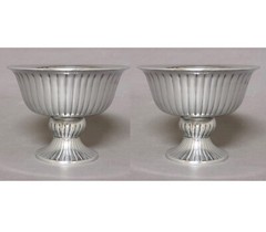 Compote Bowl Vase on Pedestal Fluted Centerpiece Wedding 6″Dia 4.75″High Set/2
